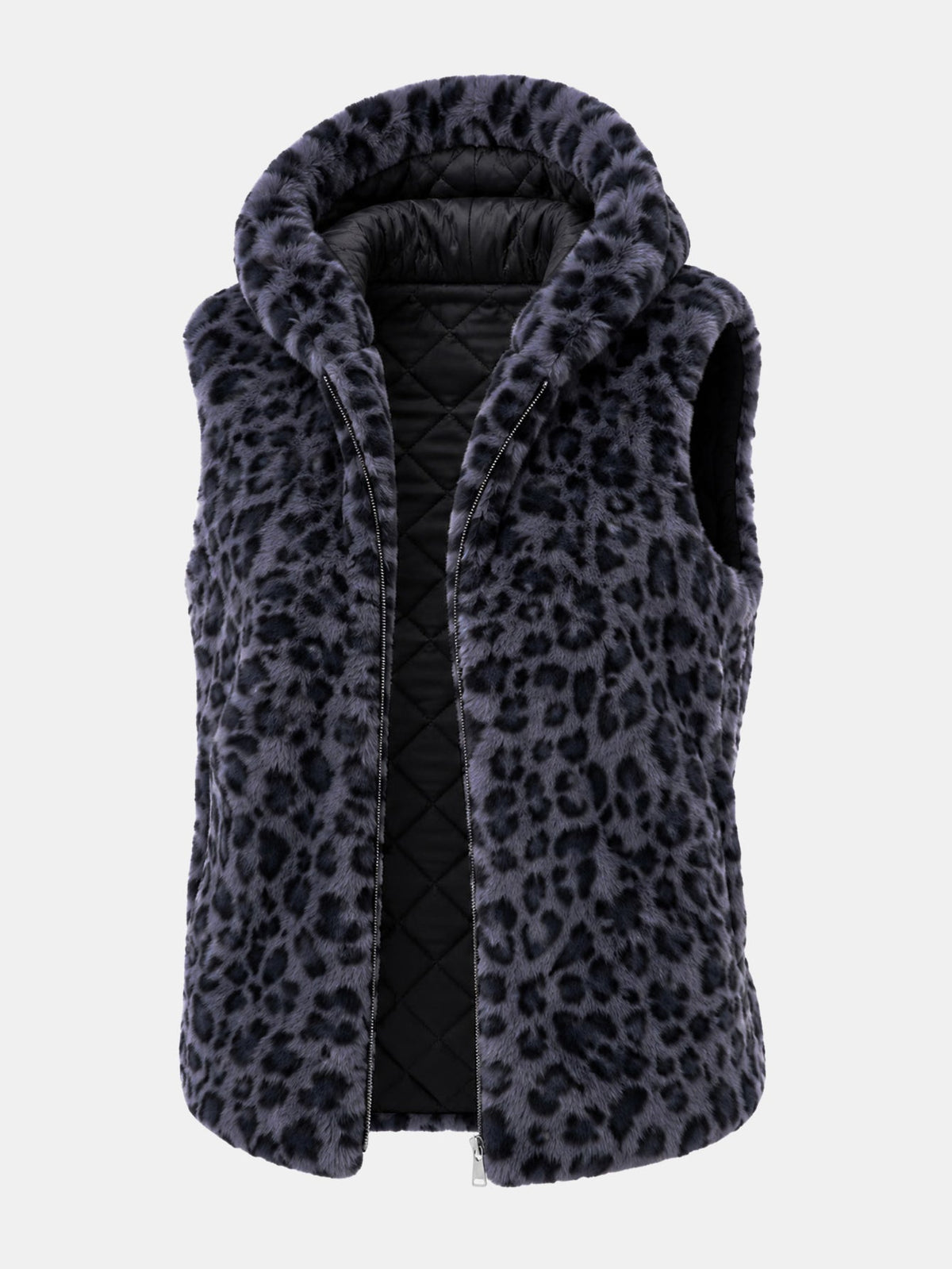 Leopard Faux Fur Hooded Gilet