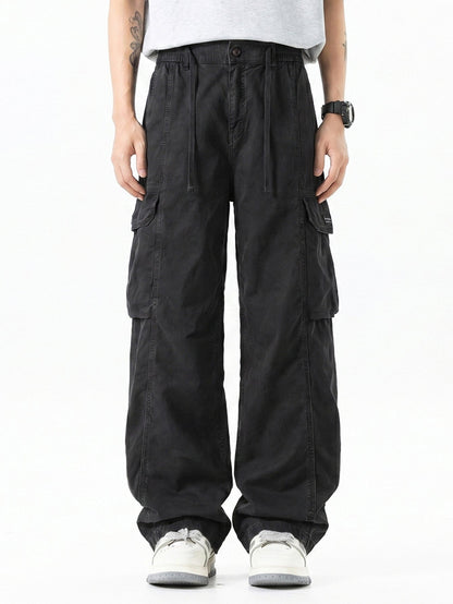 Vintage Washed Wide Leg Cargo Trousers