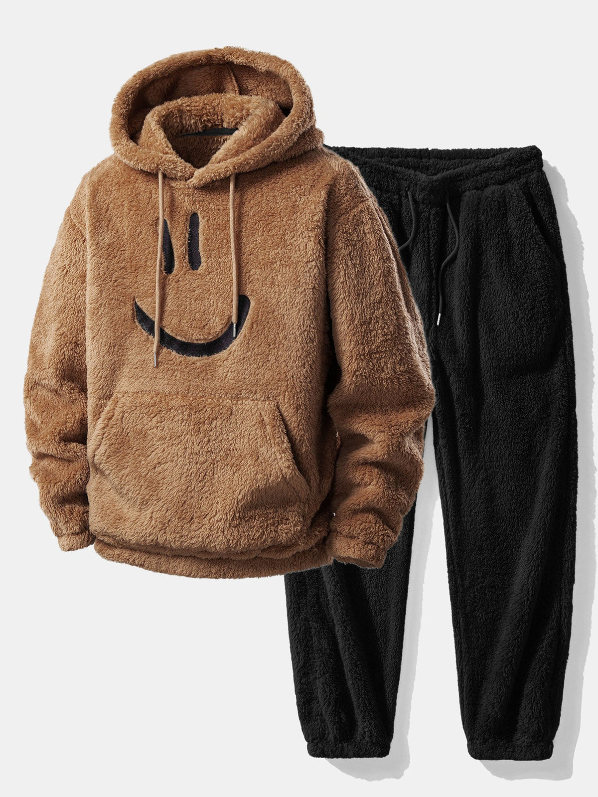 Embroidered Smiley Teddy Hoodie & Joggers Set