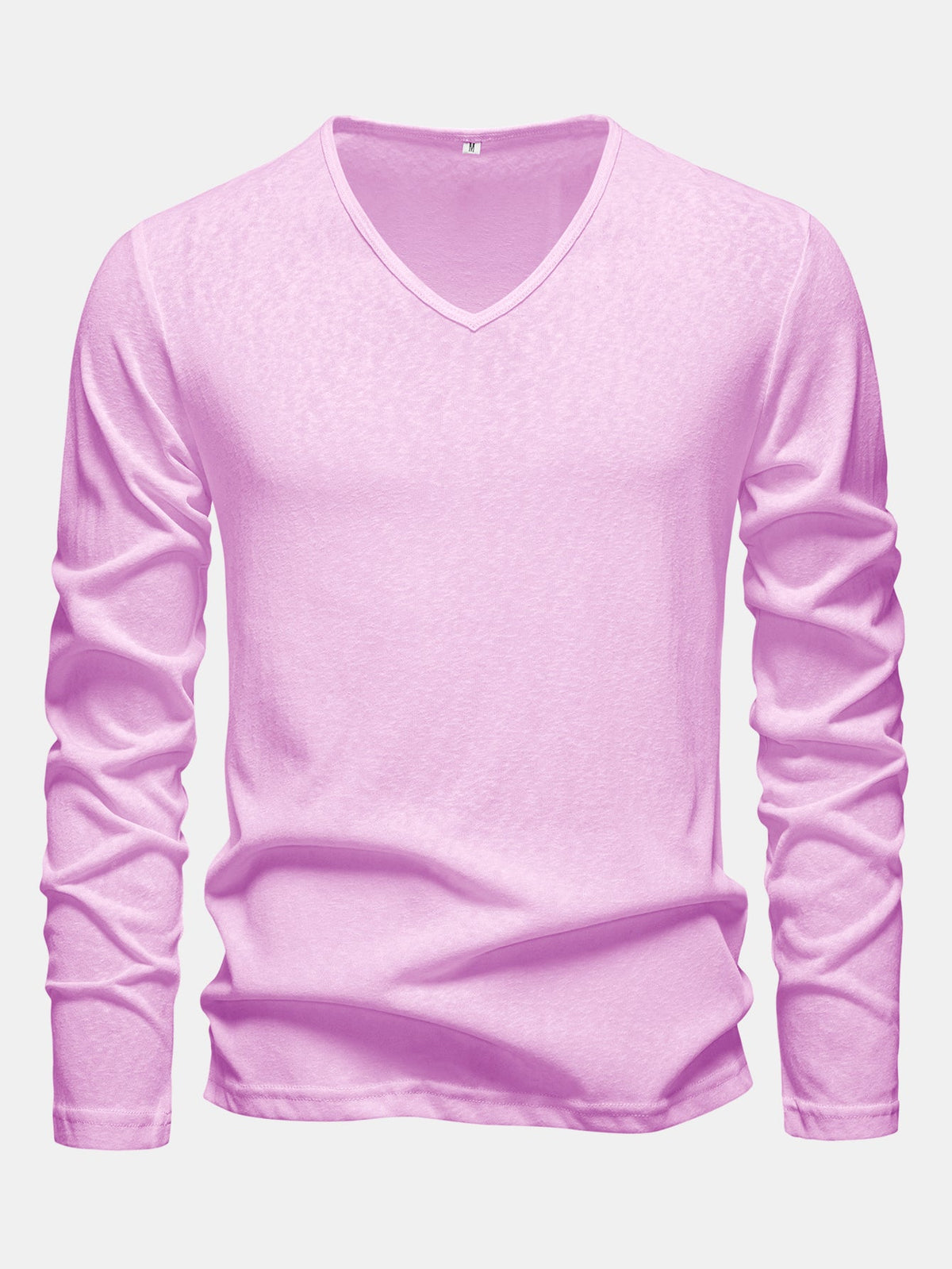 Lightweight Linen-Look V-Neck Long Sleeve T-Shirt