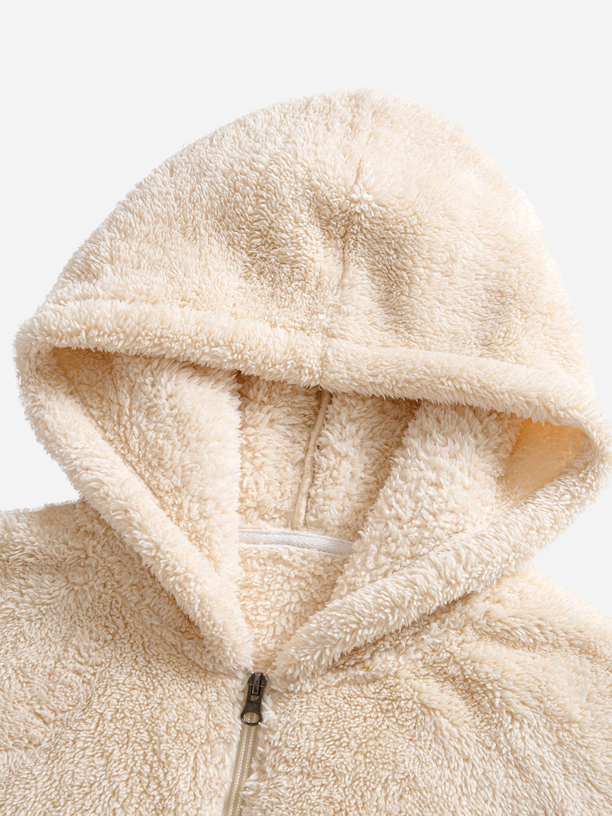 Colour Block Teddy Fleece Zip Hooded Jacket
