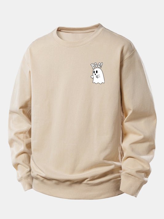 BOO Ghost Print Relaxed Sweatshirt