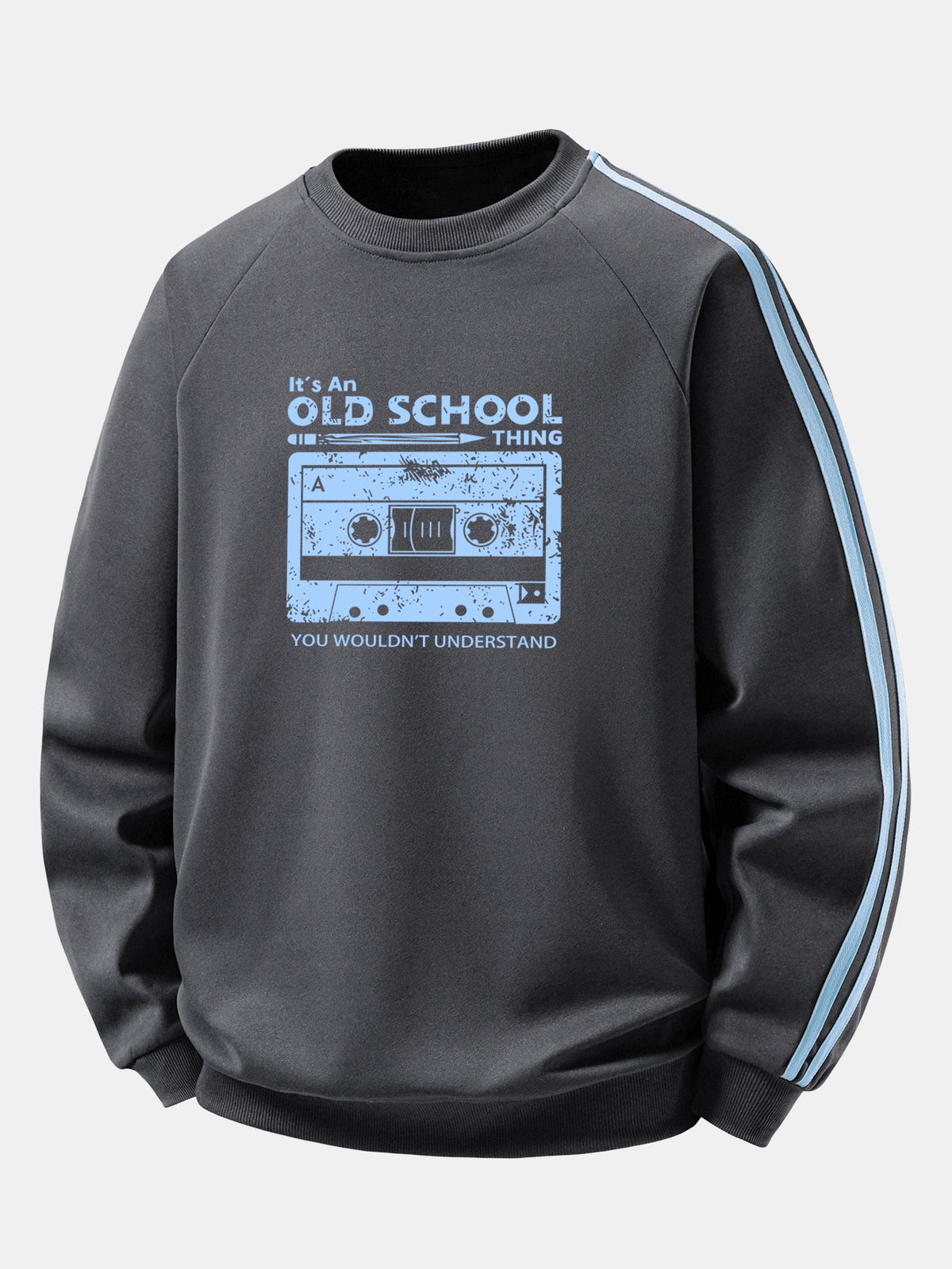 Cassette Print Contrast Stripe Raglan Sweatshirt