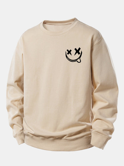 Smiley Print Relaxed Sweatshirt