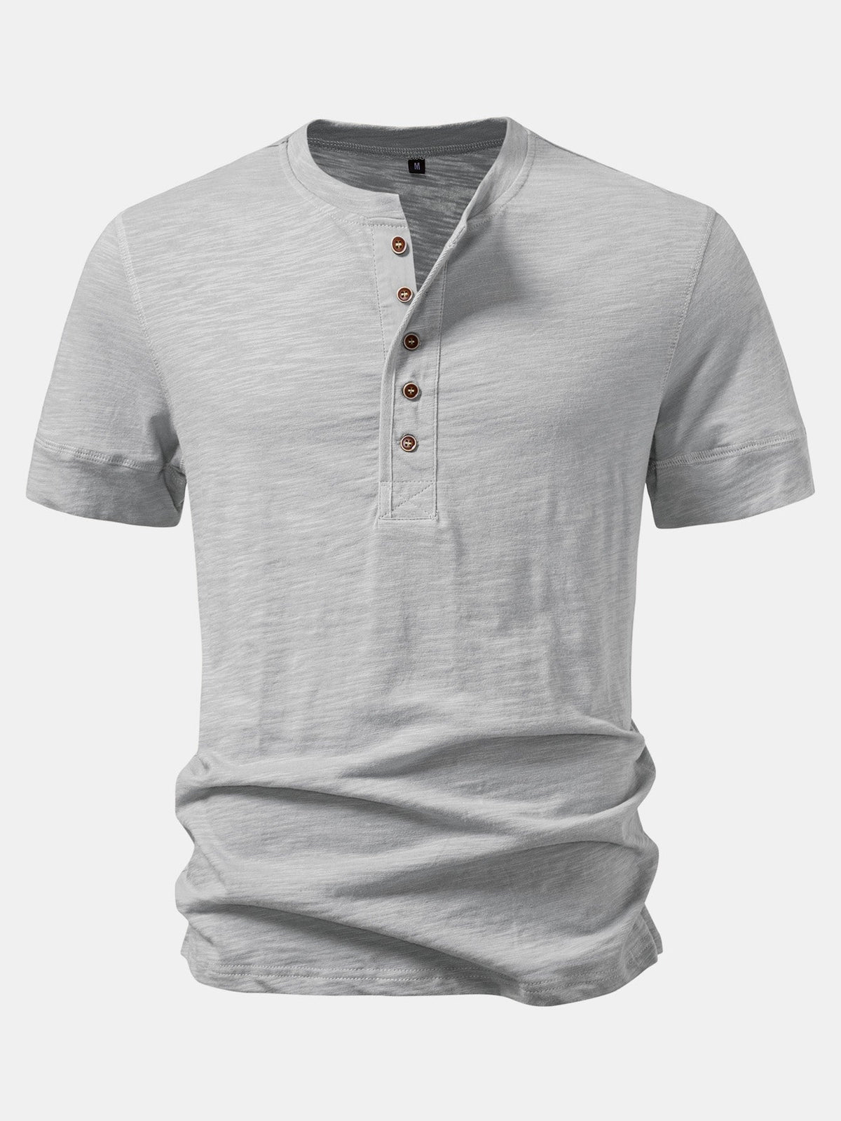 Textured Cotton Henley T-Shirt