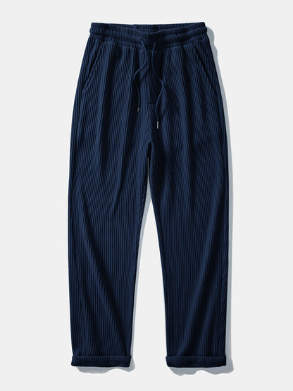 Calça Tricotada com Cordão e Textura Waffle