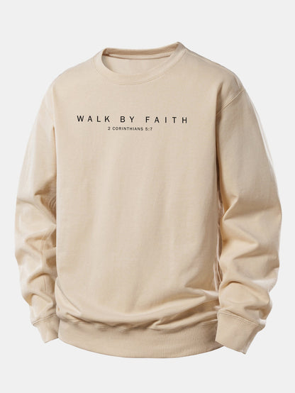 Moletom de caimento confortável com estampa “Walk By Faith”
