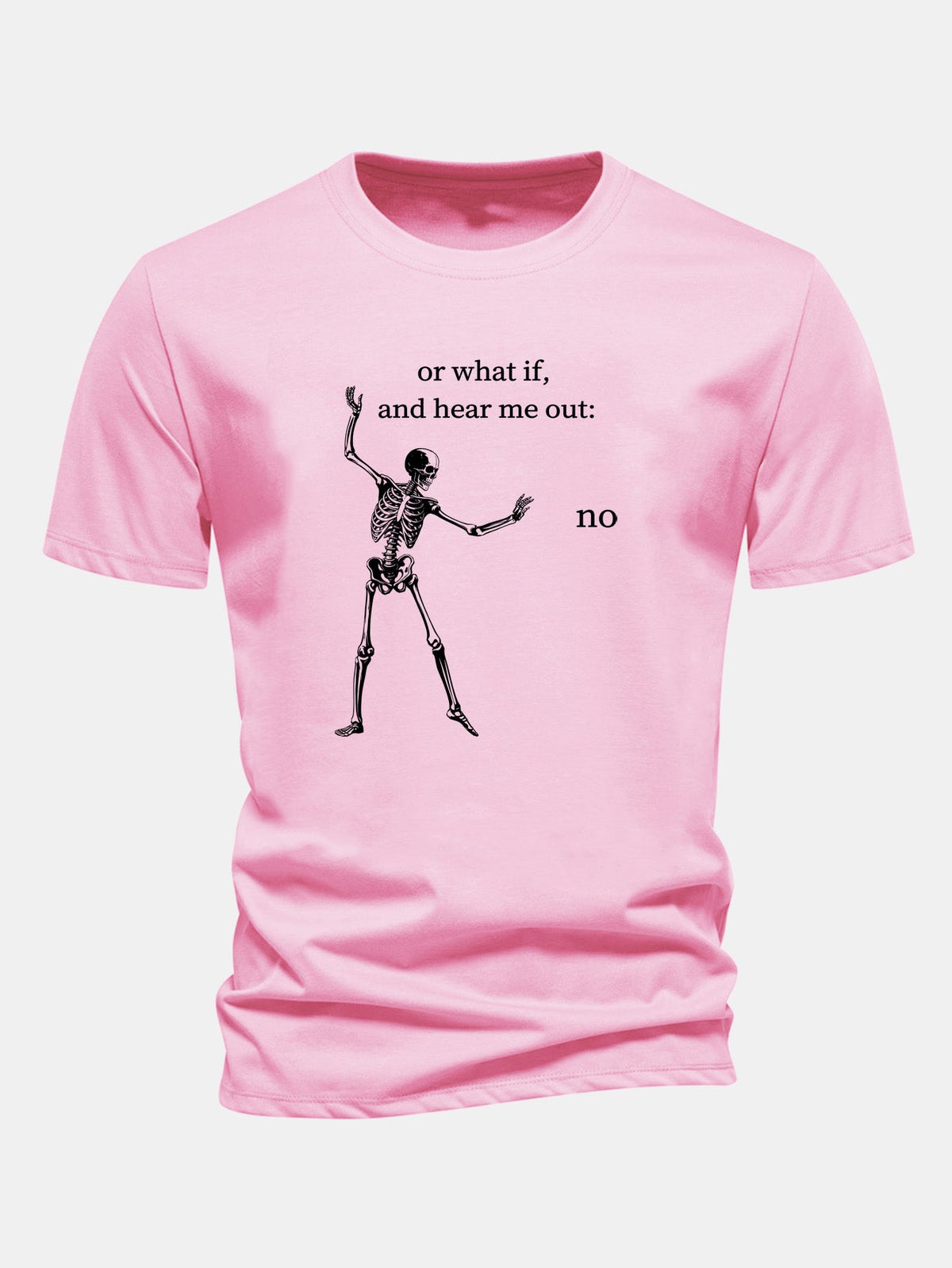"Listen To What I Have To Say" Skeleton Print Cotton T-Shirt