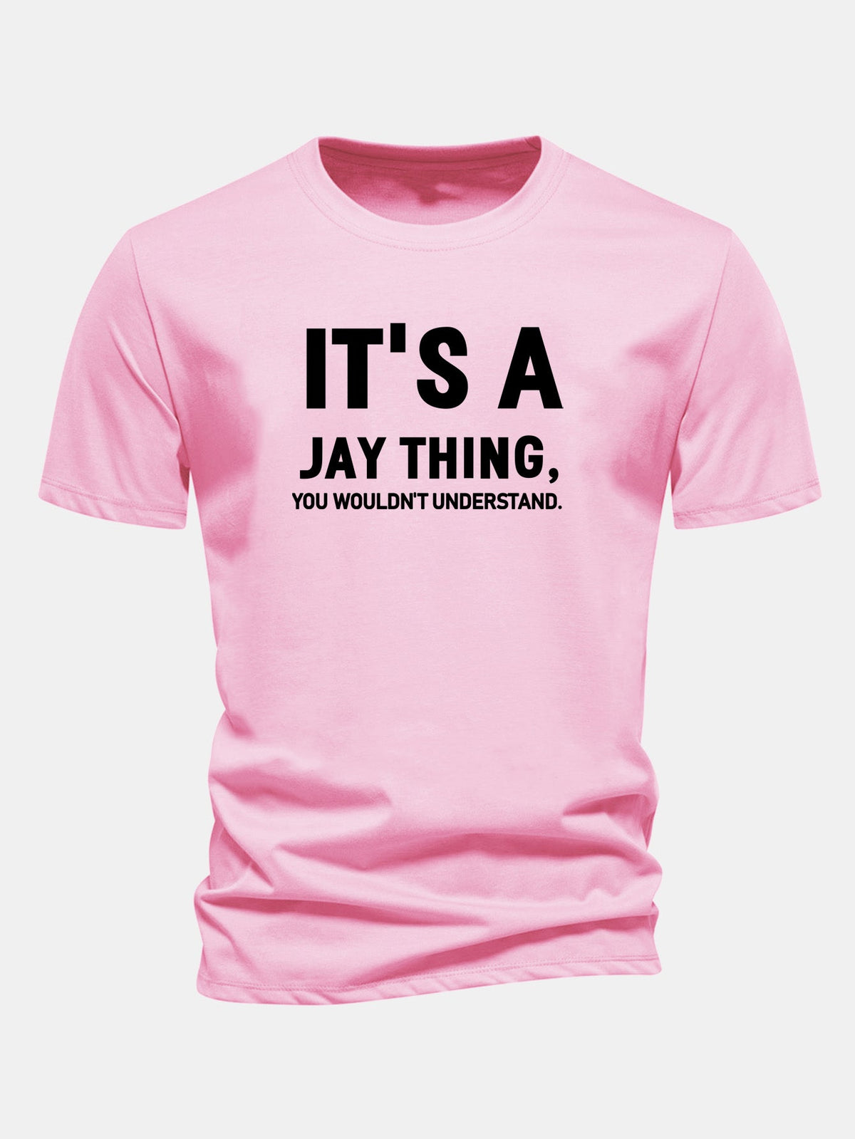 Camiseta de algodão com estampa “É Coisa do Jay” e corte regular