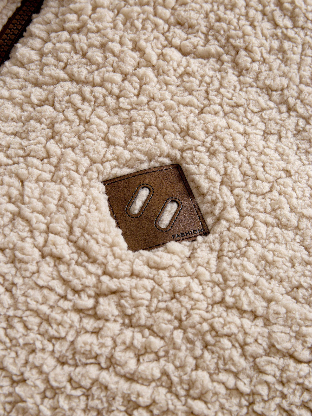 Teddy Fleece Quarter-Zip Sweatshirt with Leather Patch