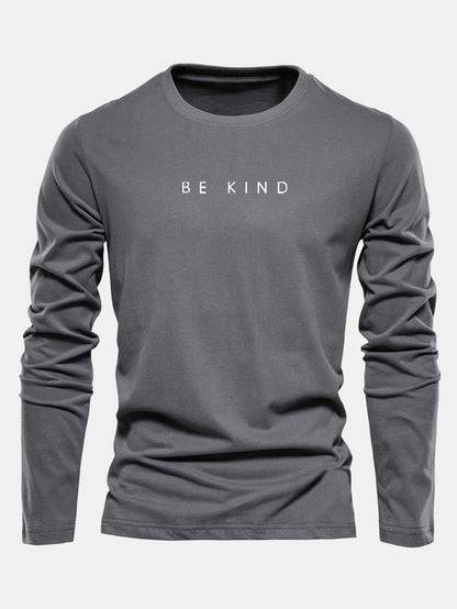 "Be Kind" Long Sleeve Cotton T-Shirt