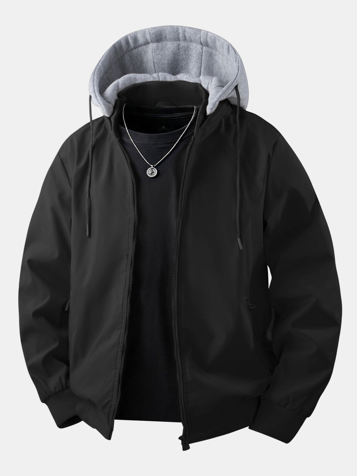 Zip Bomber Jacket with Removable Hood