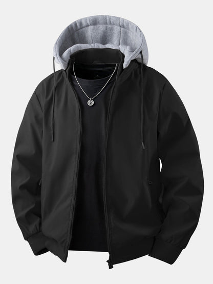 Zip Bomber Jacket with Removable Hood