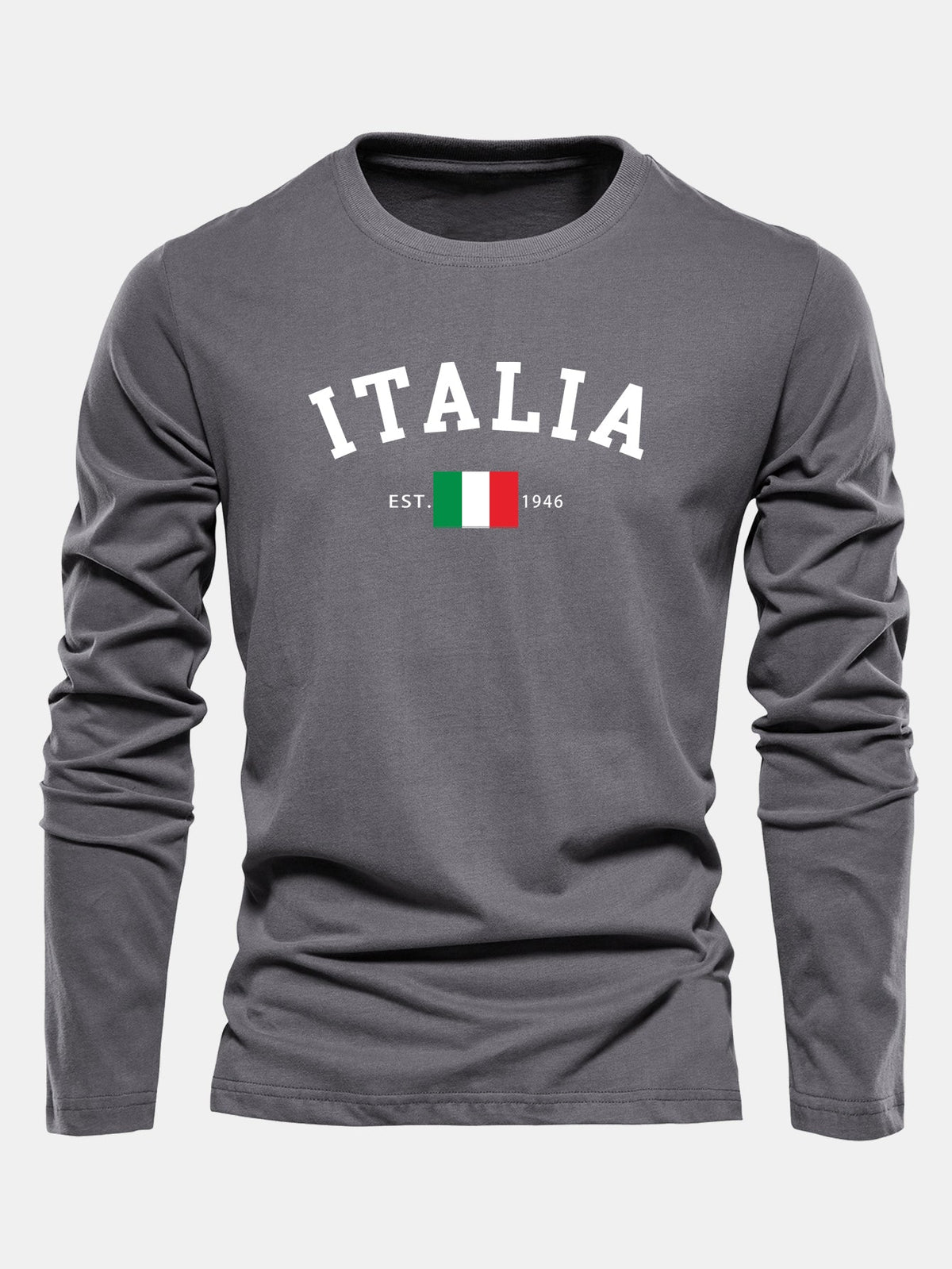 Camiseta de algodão de manga longa com estampa da Itália