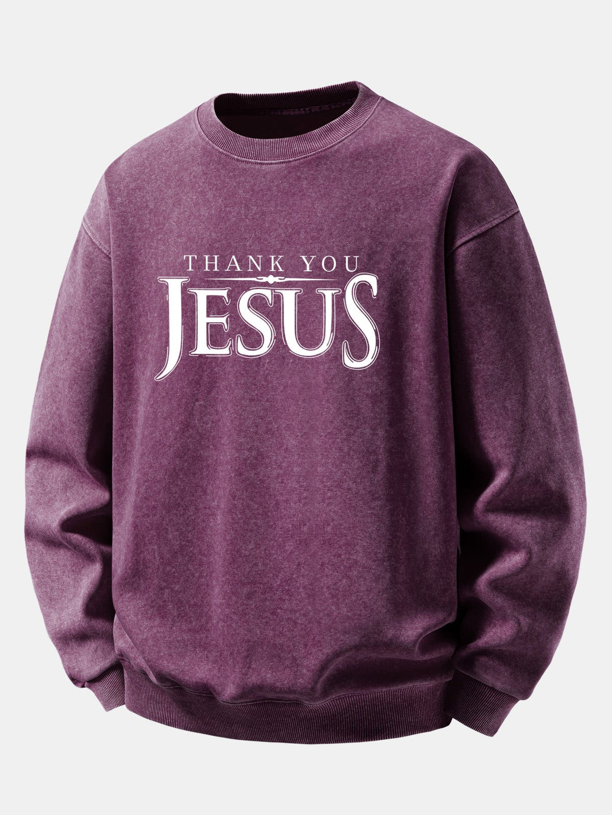 Jesus Print Washed Distressed Sweatshirt