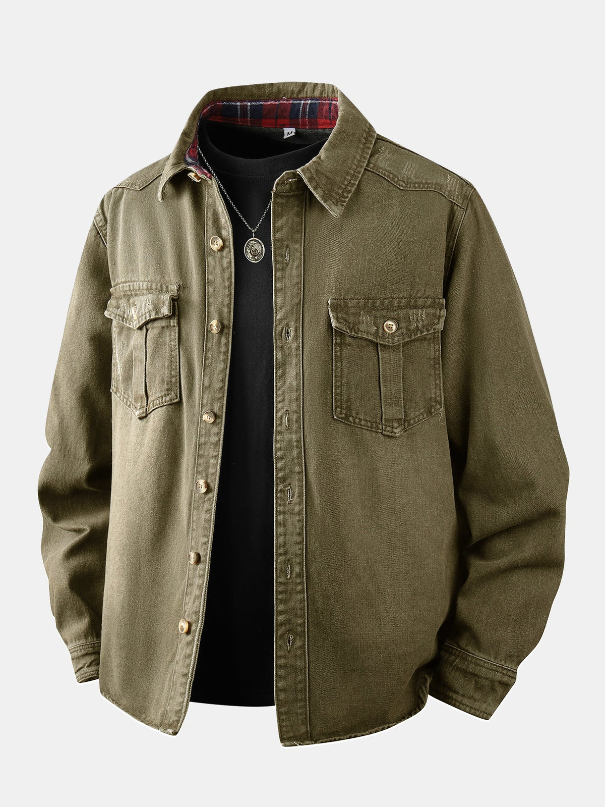 Sobrecamisa utilitária de jeans lavado