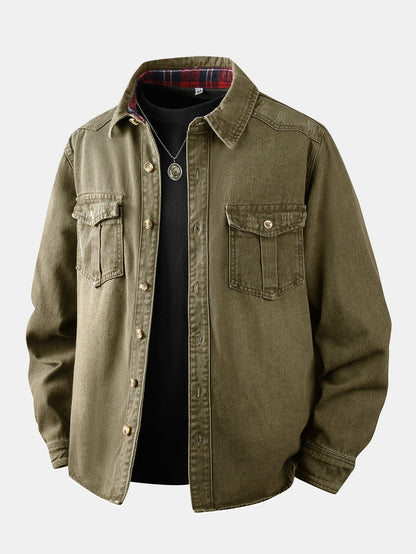 Sobrecamisa utilitária de jeans lavado