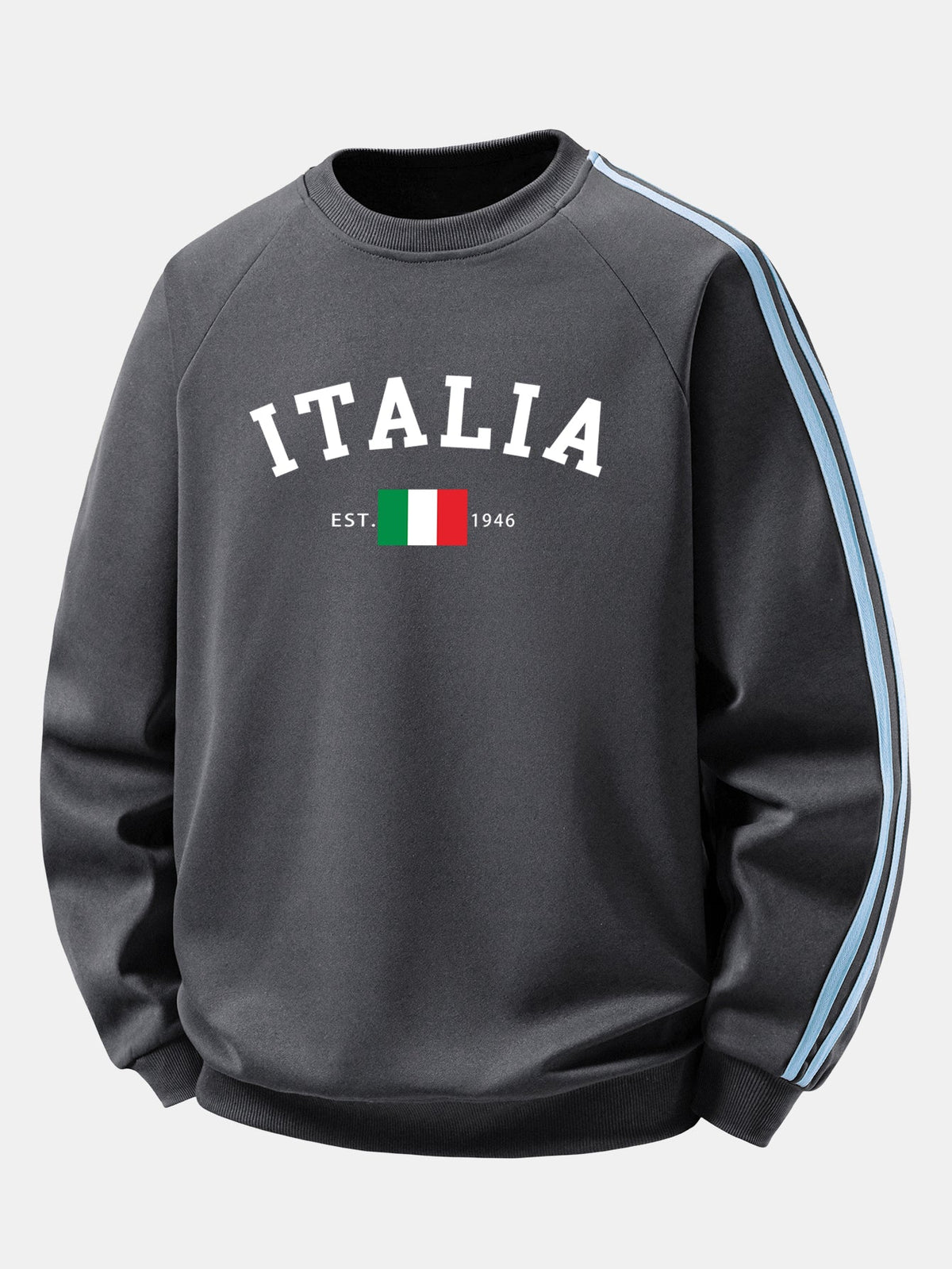 Italia Print Contrast Stripe Raglan Sweatshirt