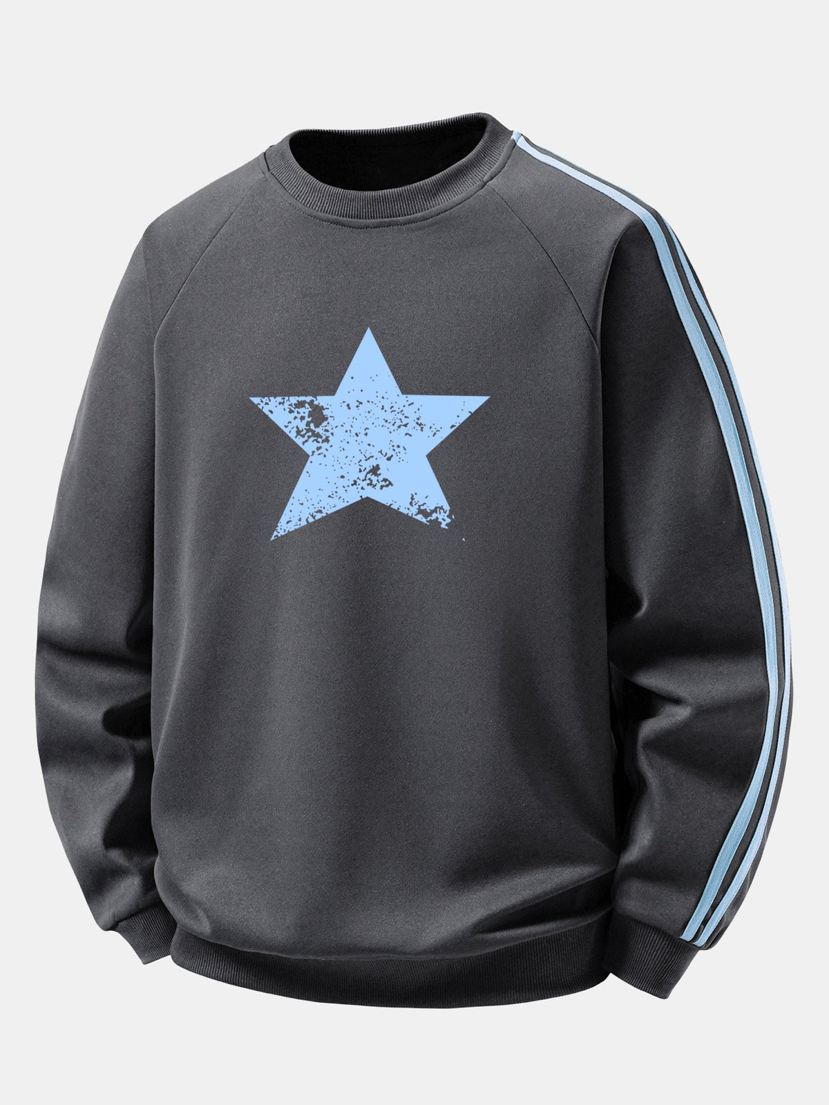 Star Print Contrast Stripe Raglan Sweatshirt