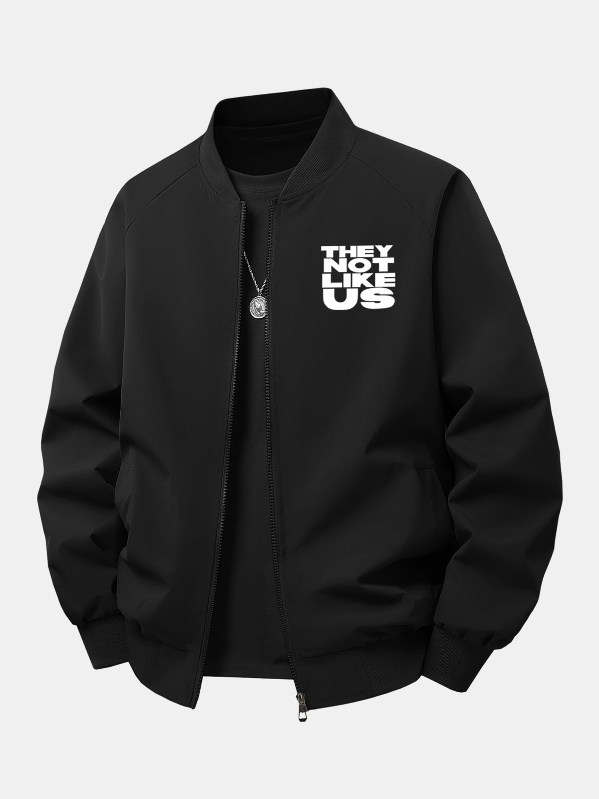 Jaqueta bomber de corte relaxado com zíper e estampa “They Not Like Us”