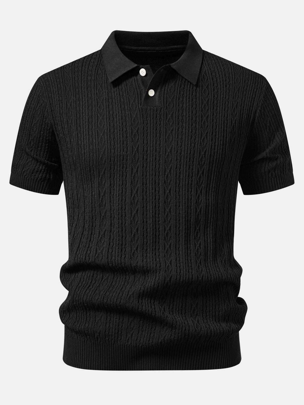 Geometric Jacquard Knit Polo