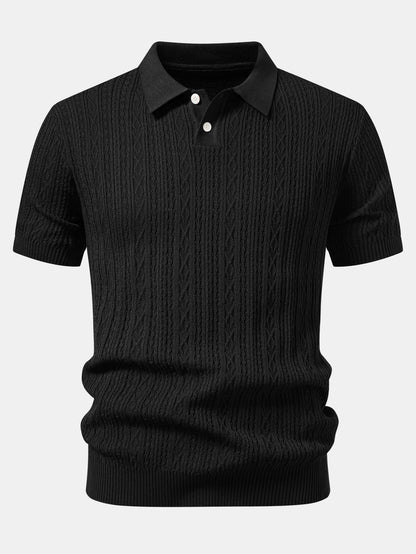 Geometric Jacquard Knit Polo
