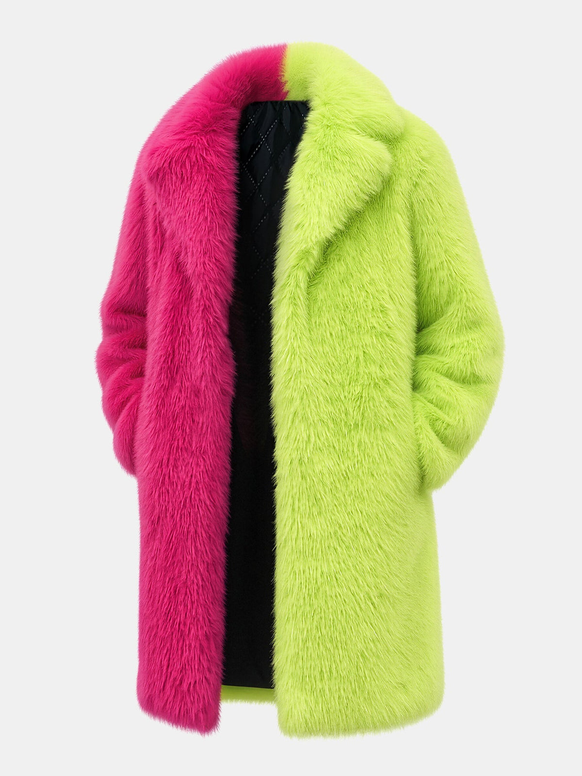 Two-Tone Faux Fur Longline Coat
