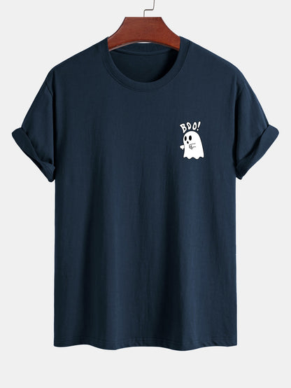 BOO Ghost Print Cotton T-Shirt