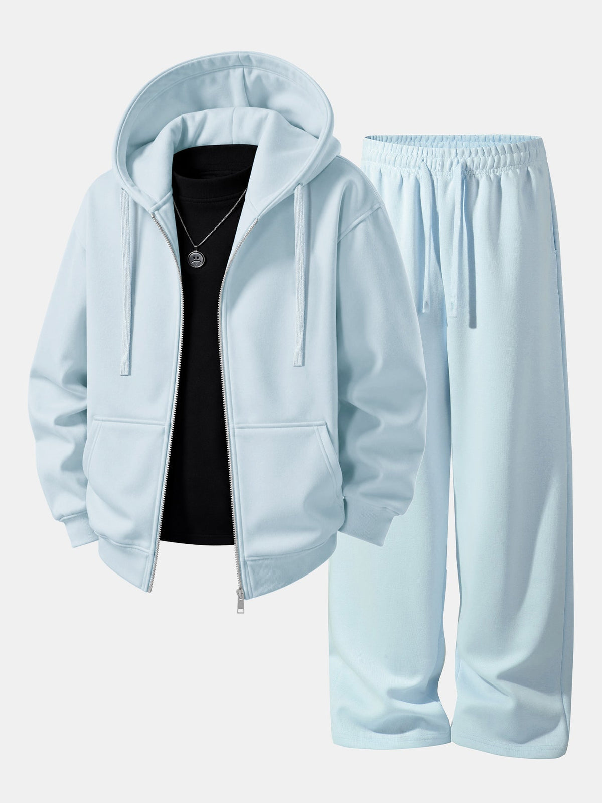 Relaxed Zip Hoodie & Wide Leg Sweatpants Set