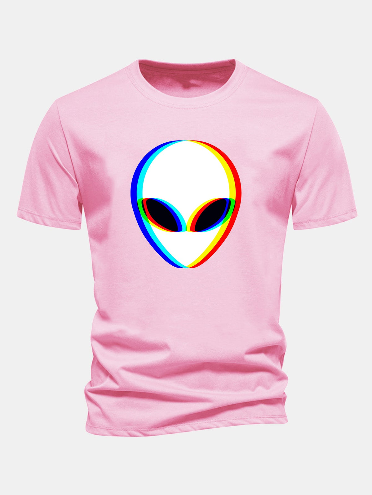 Glitch Alien Print Cotton T-Shirt