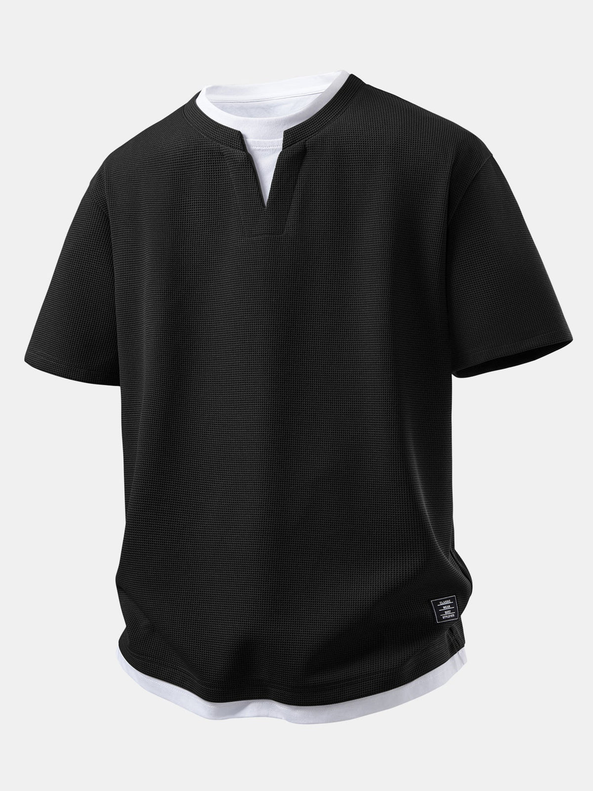 2-in-1 Waffle Notch Neck T-Shirt & 7" Shorts Set