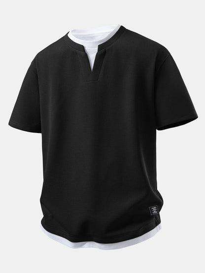 2-in-1 Waffle Notch Neck T-Shirt & 7" Shorts Set