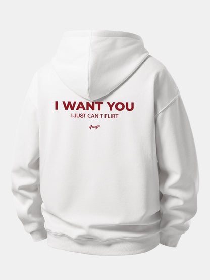 Moletom com capuz e caimento confortável com estampa “I Want You Back”