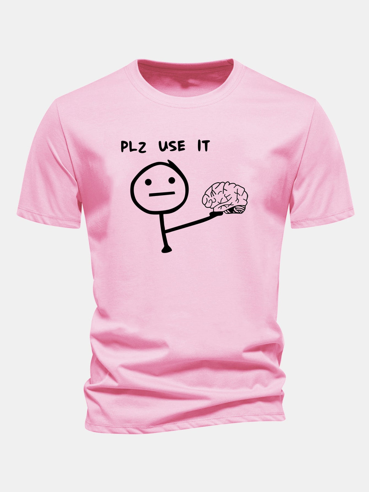 Camiseta de algodão com estampa “Please Use It Brain”, corte regular