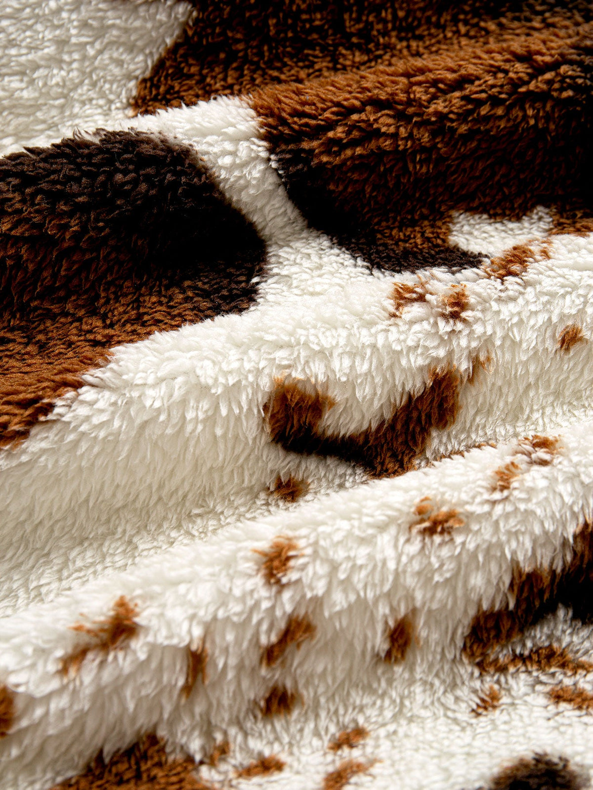 Cow Print Teddy Fleece Hoodie