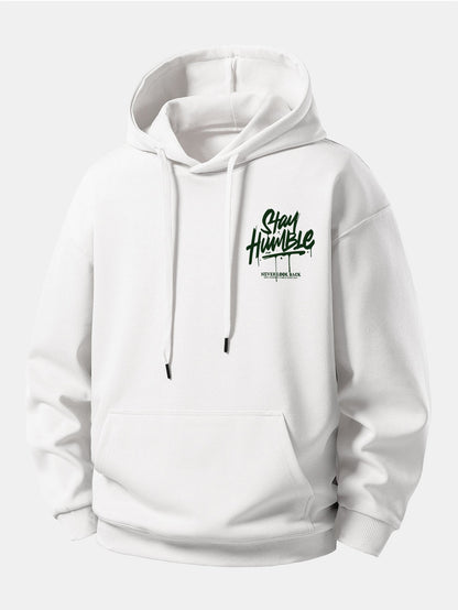 Moletom com capuz de caimento confortável com estampa “Stay Humble”