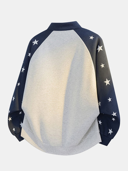 Star Print Quarter-Zip Raglan Sweatshirt