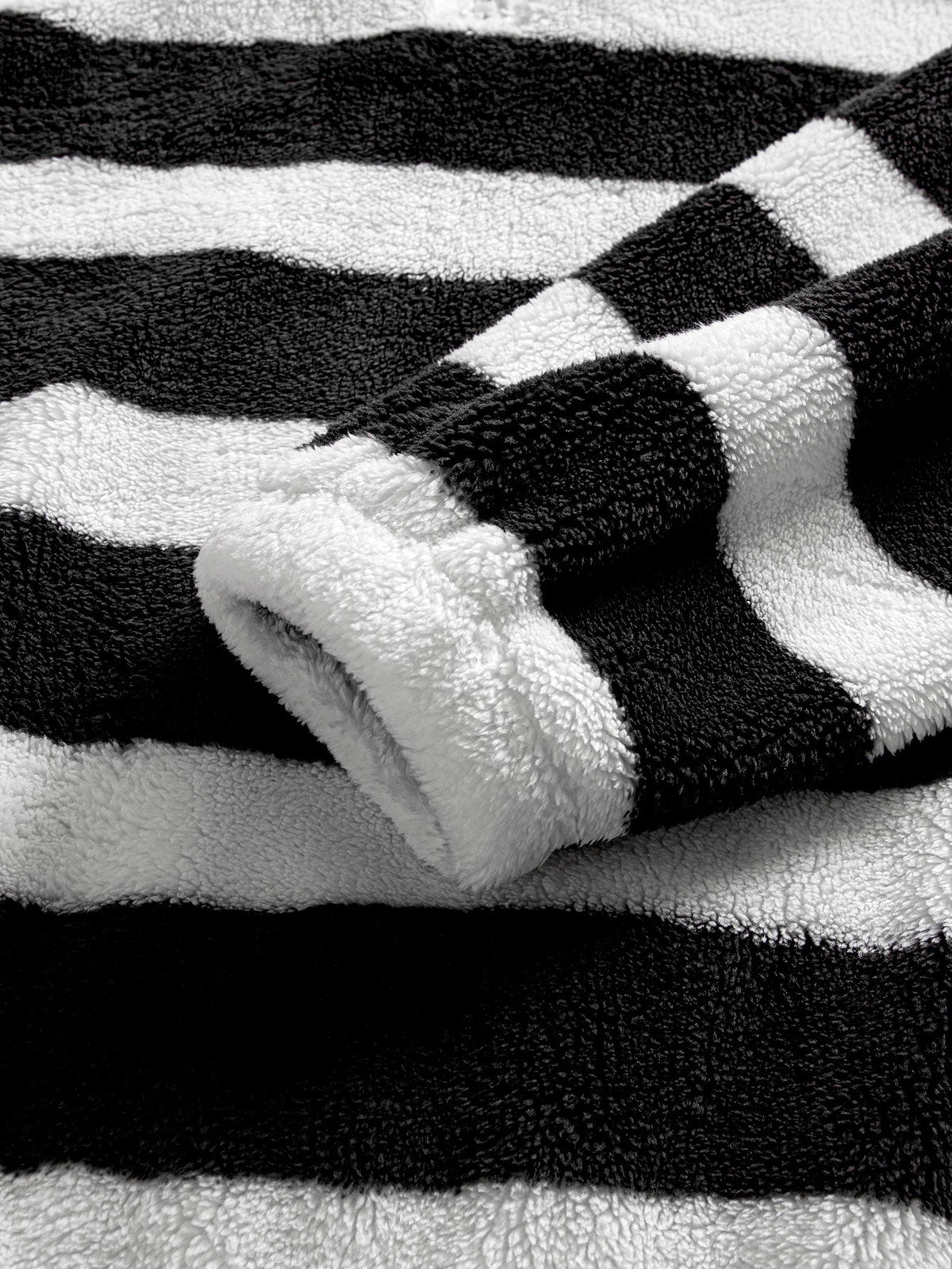Striped Teddy Fleece Quarter-Zip & Straight Trousers Set