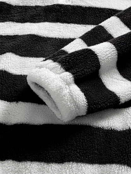 Striped Teddy Fleece Quarter-Zip & Straight Trousers Set