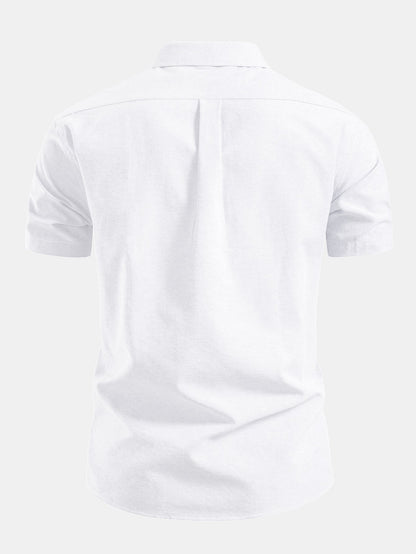 Camisa Oxford de algodão listrado com botões e contraste