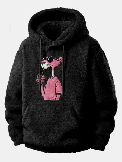 Pink Panther Embroidered Teddy Fleece Hoodie