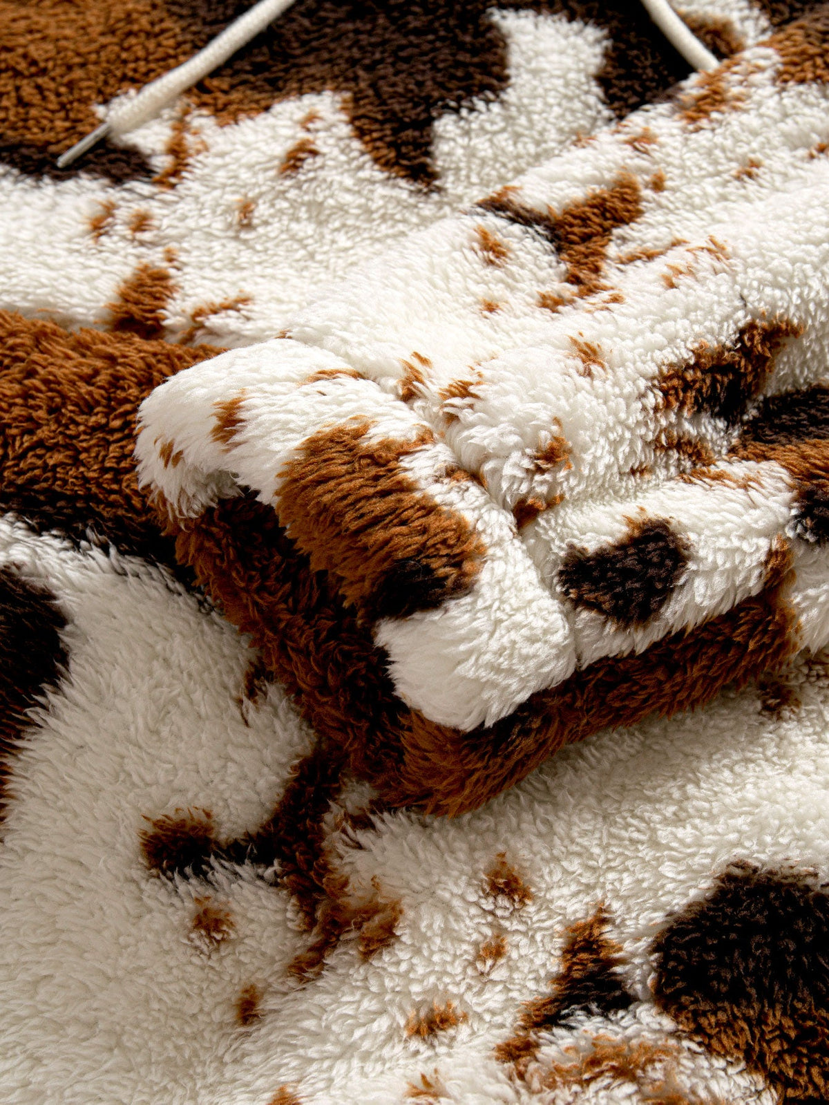 Cow Print Teddy Fleece Hoodie