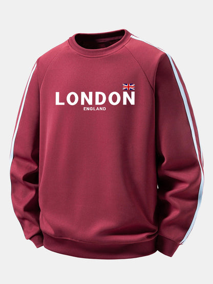 London Print Contrast Stripe Raglan Sweatshirt
