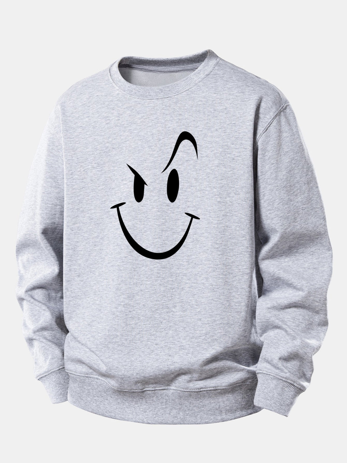 Moletom de caimento confortável com estampa de carinha sorridente