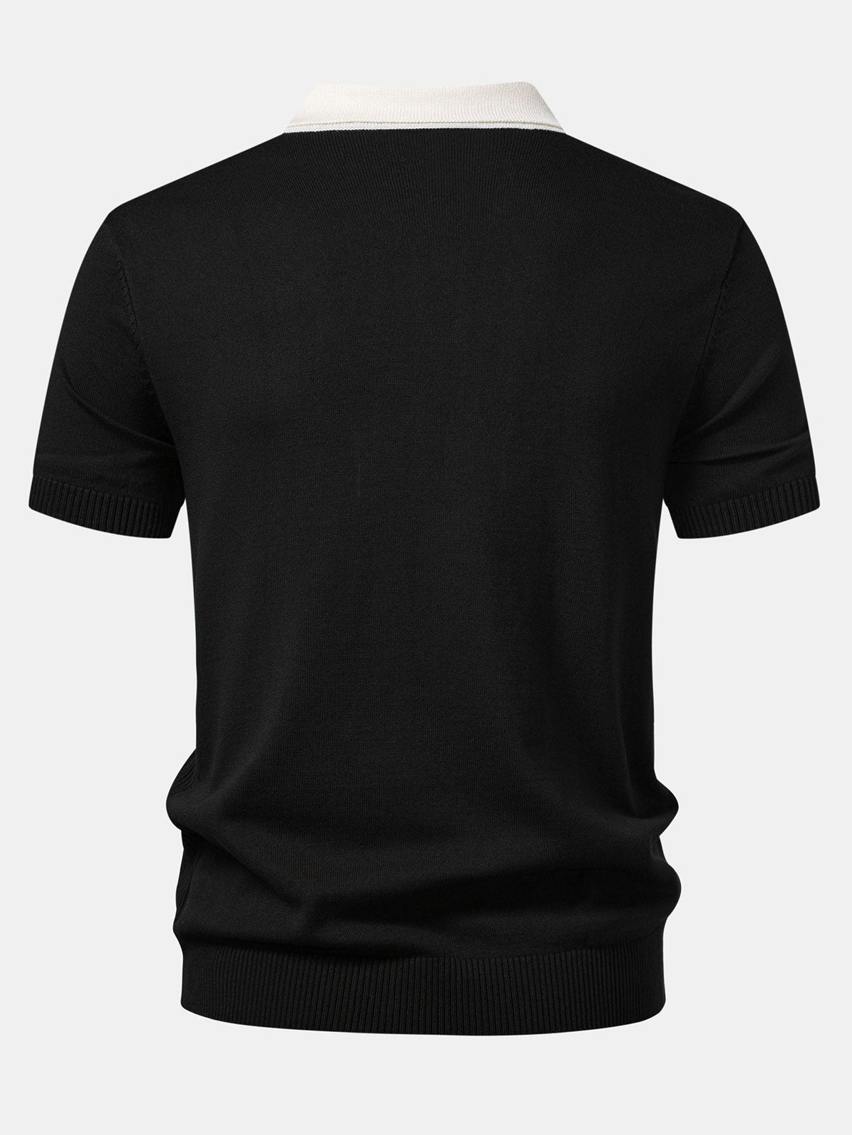 Contrast Stripe Ribbed Knit Polo