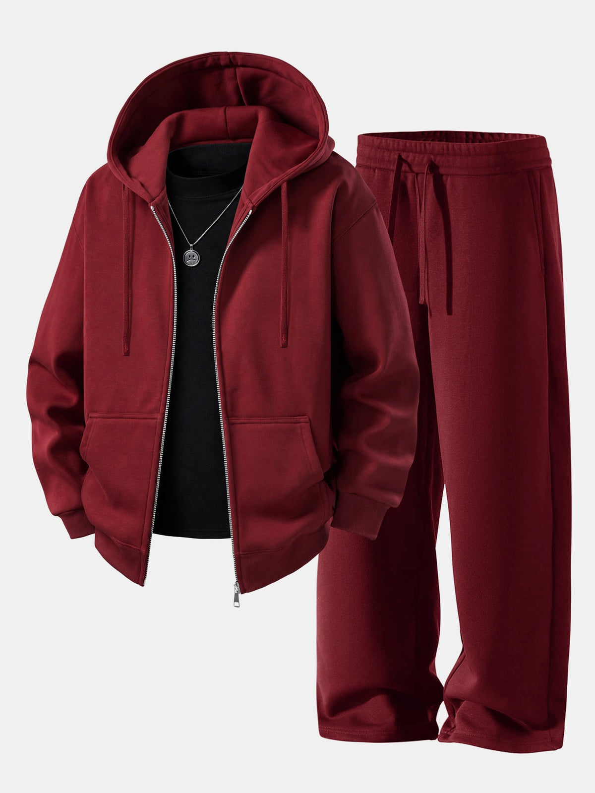 Relaxed Zip Hoodie & Wide Leg Sweatpants Set