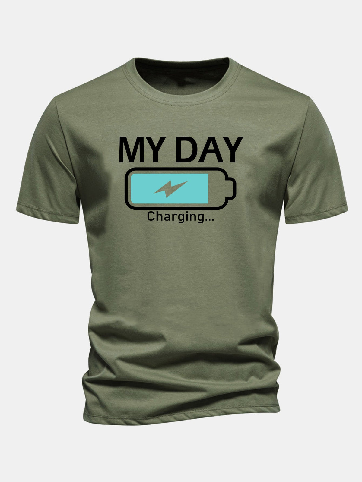 Camiseta de algodão com estampa de bateria “My Day” e caimento regular