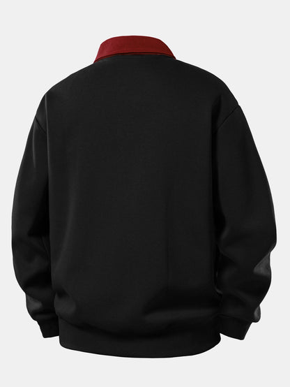 Coffee Ghost Print Polo Sweatshirt & Straight Sweatpants Set
