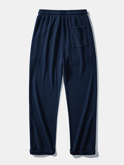 Calça Tricotada com Cordão e Textura Waffle