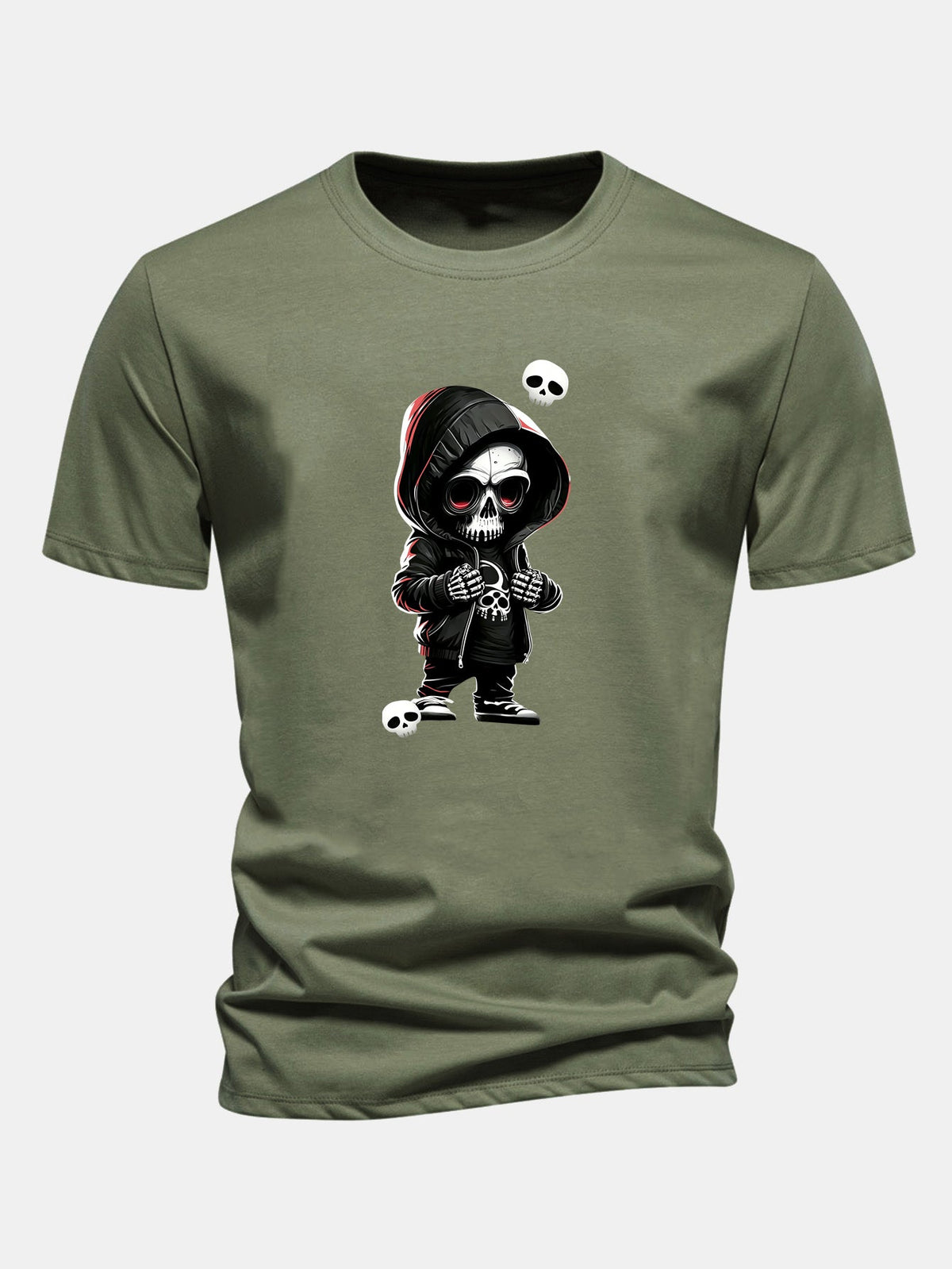Grim Reaper Skeleton Print Cotton T-Shirt
